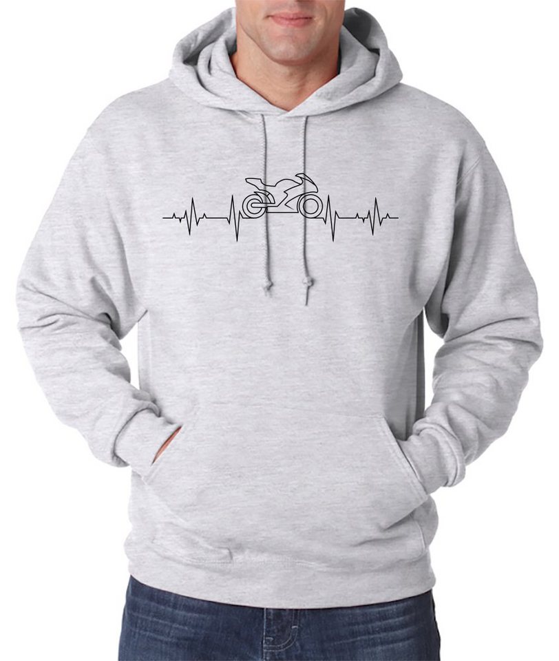 Youth Designz Kapuzenpullover Heartbeat Motorrad Herren Hoodie Pullover mit modischem Bike Logo Aufdruck von Youth Designz