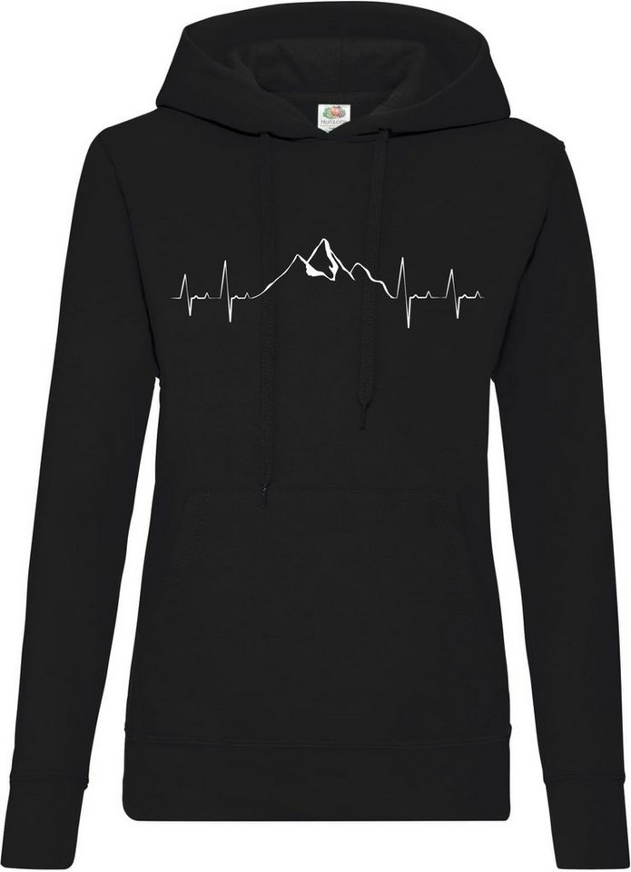 Youth Designz Kapuzenpullover Heartbeat Mountain Damen Hoodie Pullover mit Trendigem Wander Frontdruck von Youth Designz