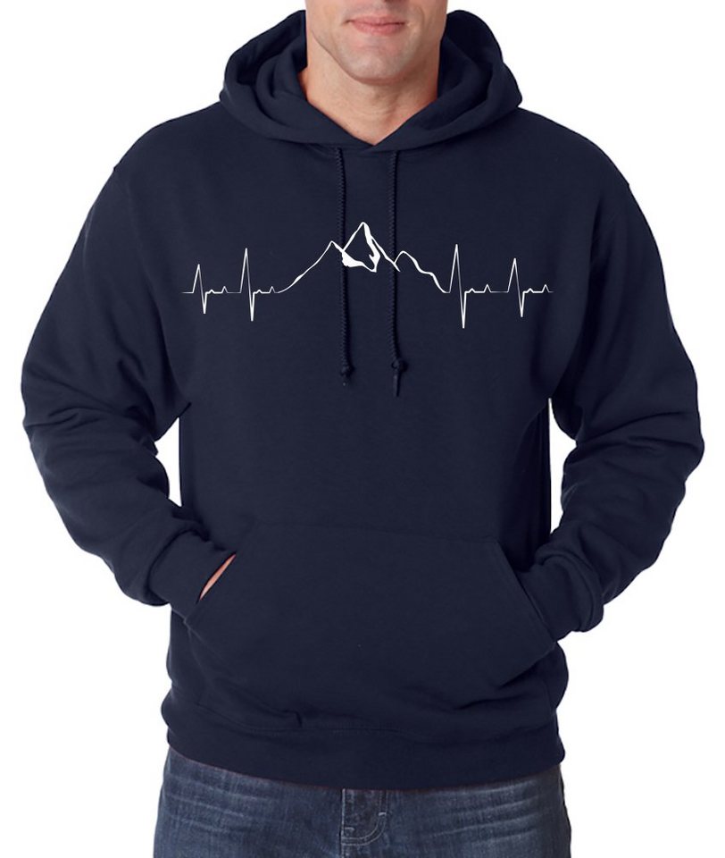 Youth Designz Kapuzenpullover Heartbeat Mountain Herren Hoodie Pullover mit Trendigem Berg Frontprint von Youth Designz