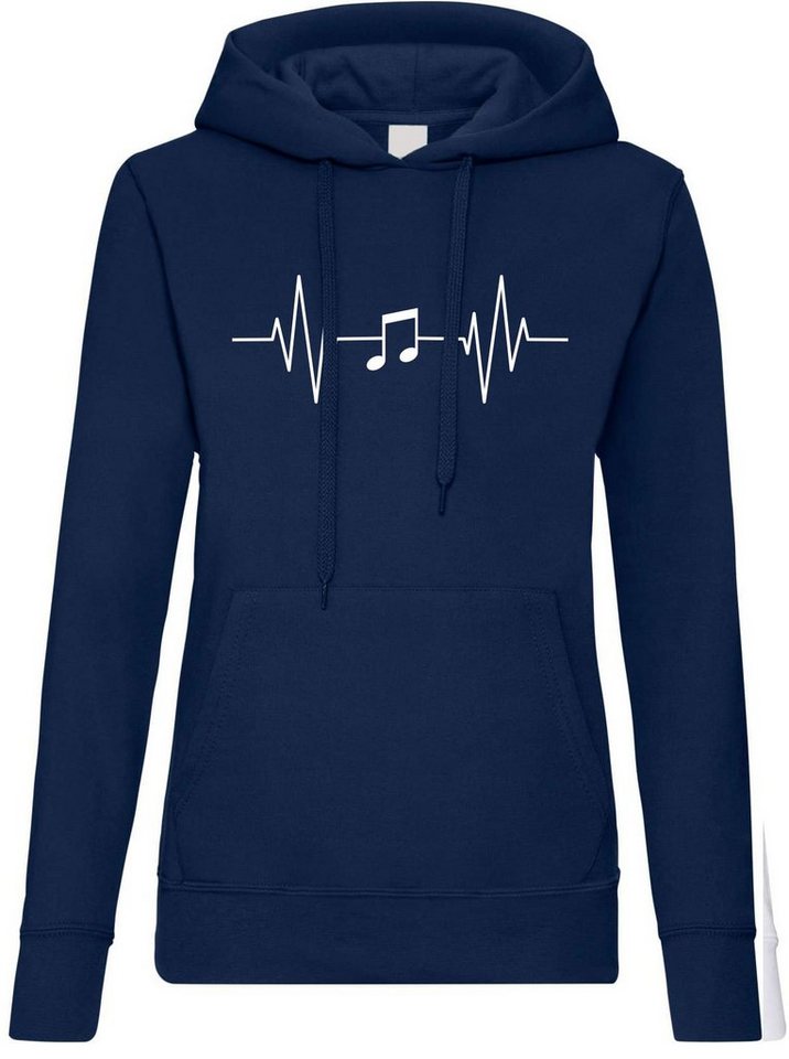 Youth Designz Kapuzenpullover Heartbeat Musik Note Damen Hoodie Pullover mit Music Frontprint von Youth Designz