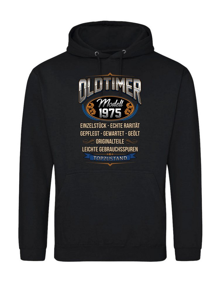 Youth Designz Kapuzenpullover Herren Hoodie OLDTIMER 1975 Geburtstag Pullover Statement Geschenk mit retro vintage Frontprint für Männer von Youth Designz
