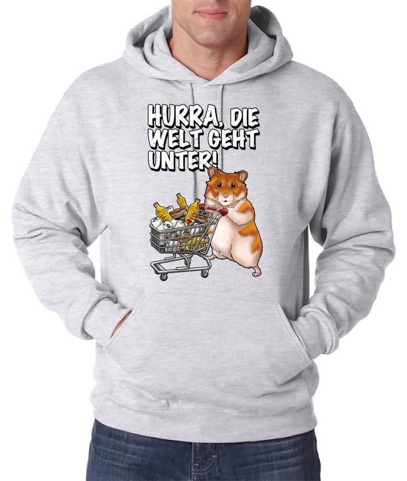 Youth Designz Kapuzenpullover Hurra Die Welt Geht Unter Herren Hoodie Pullover mit lustigem Hamster Frontprint von Youth Designz