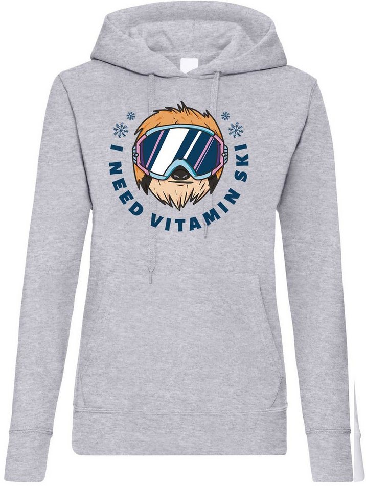 Youth Designz Kapuzenpullover I Need Vitamin Ski Damen Hoodie Pullover mit trendigem Frontprint von Youth Designz