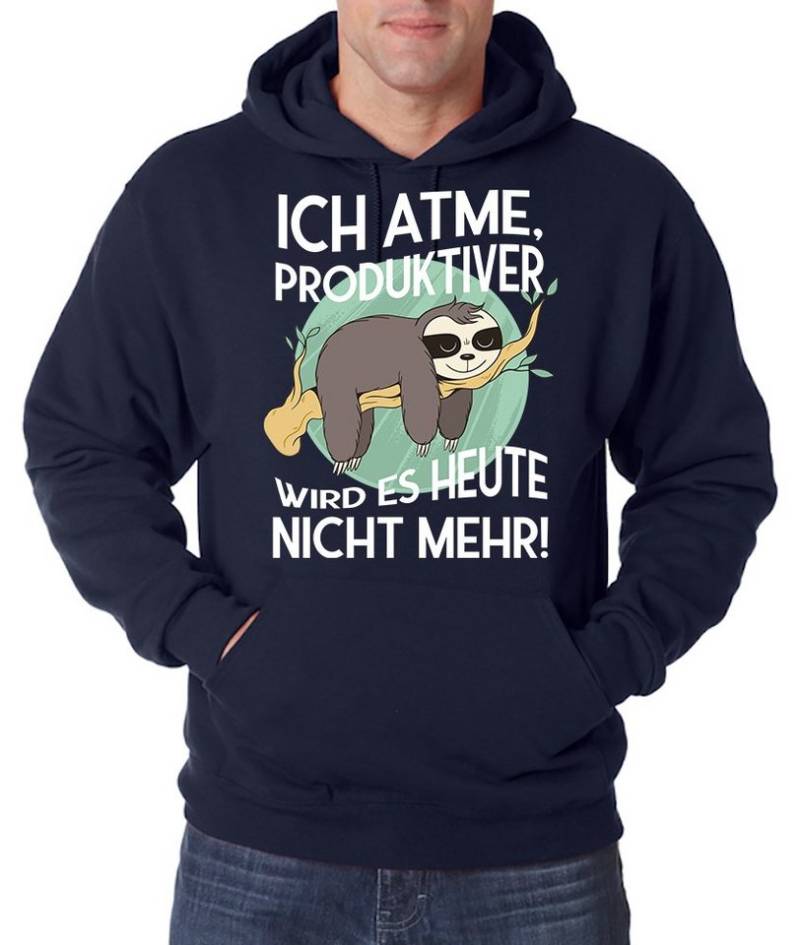 Youth Designz Kapuzenpullover Ich Atme, Produktiver wird es heute nicht mehr Herren Hoodie Pullover mit lustigem Faultier Frontprint Youth Designz Kapuzenpullover Ich Atme, Produktiver wird es heute nicht mehr Herren Hoodie Pullover mit lustigem Faultier Frontprint von Youth Designz