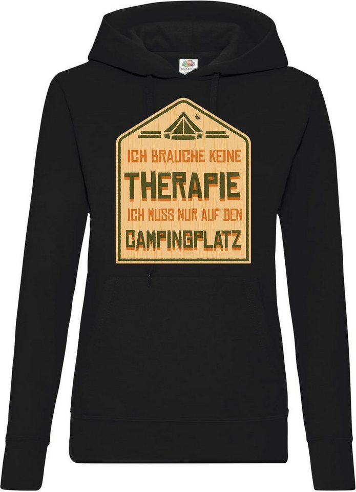 Youth Designz Kapuzenpullover Ich Muss Nur Auf Den Campingplatz Damen Hoodie Pullover mit lustigem Camping Spruch Print von Youth Designz