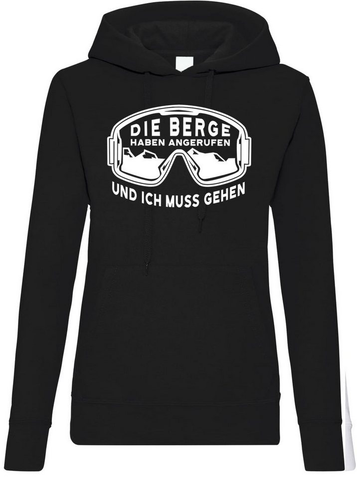 Youth Designz Kapuzenpullover Ich Muss Zu Den Bergen Damen Hoodie Pullover mit trendigem Frontprint von Youth Designz