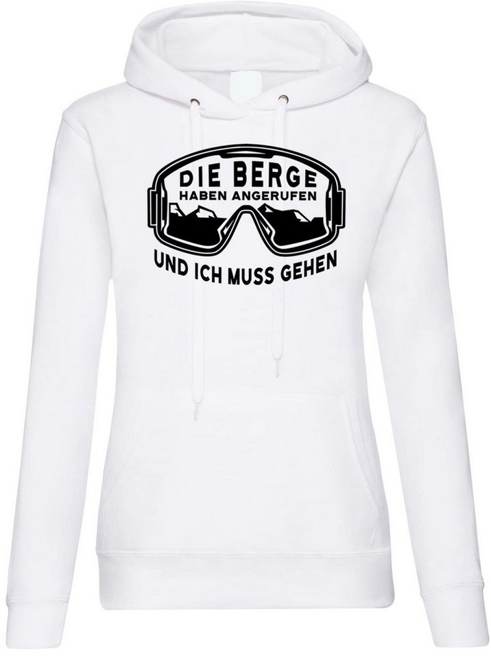 Youth Designz Kapuzenpullover Ich Muss Zu Den Bergen Damen Hoodie Pullover mit trendigem Frontprint von Youth Designz