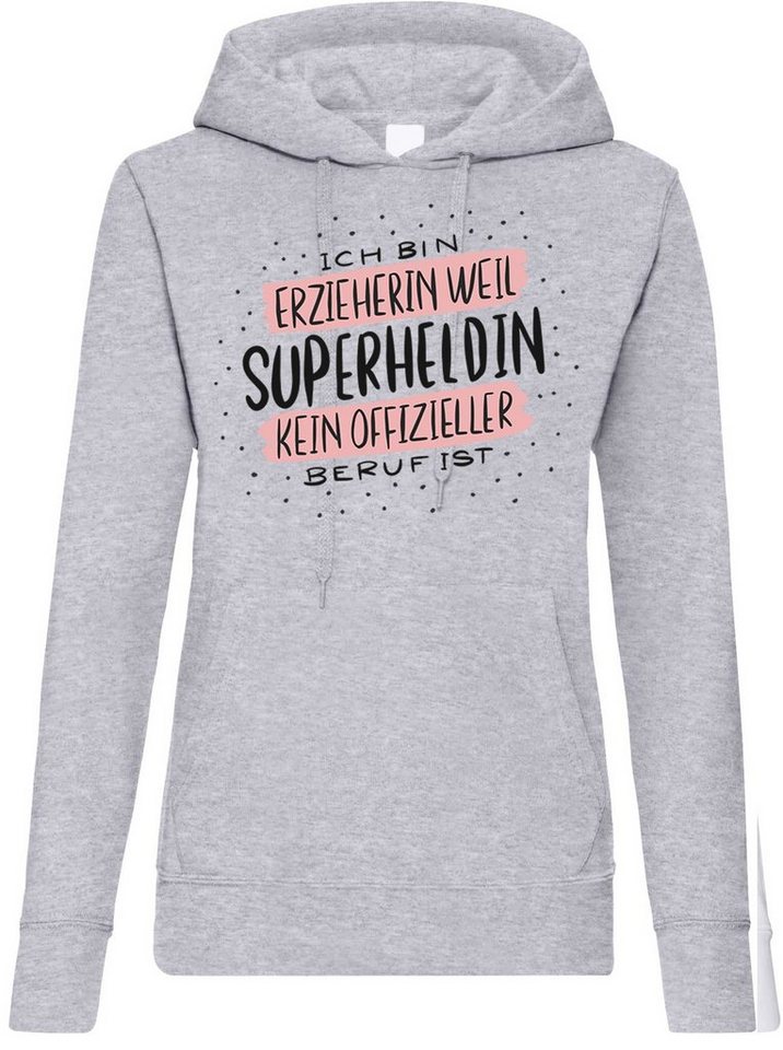 Youth Designz Kapuzenpullover Ich bin Erzieherin Damen Hoodie Pullover mit trendigem Frontprint von Youth Designz
