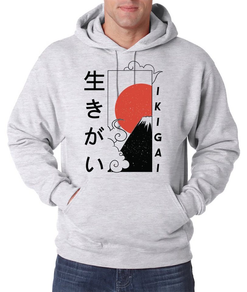 Youth Designz Kapuzenpullover Ikigai Japan Herren Hoodie Pullover mit lustigem Frontprint von Youth Designz