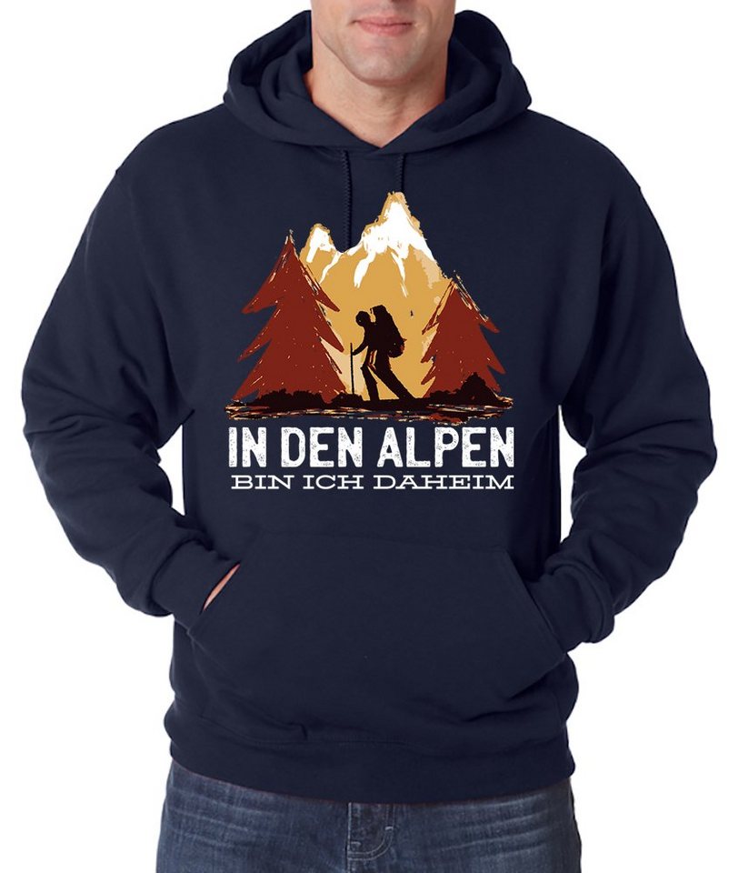 Youth Designz Kapuzenpullover In Den Alpen Bin Ich Daheim Herren Hoodie Pullover mit trendigem Frontprint von Youth Designz