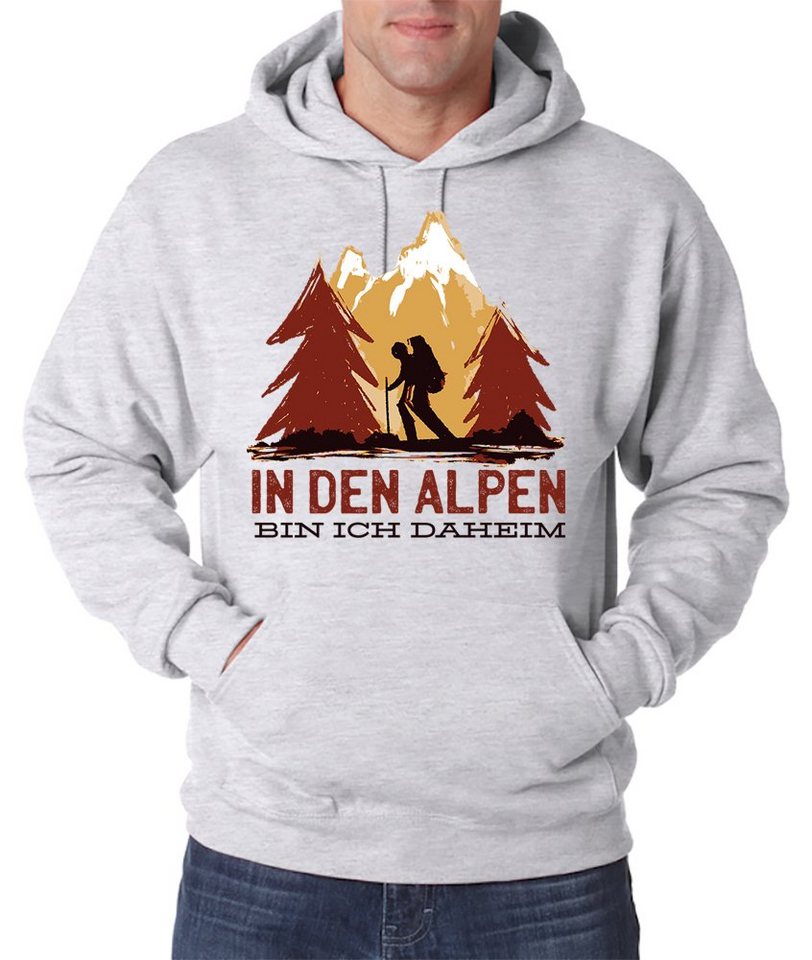 Youth Designz Kapuzenpullover In Den Alpen Bin Ich Daheim Herren Hoodie Pullover mit trendigem Frontprint von Youth Designz