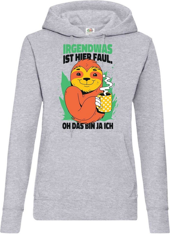 Youth Designz Kapuzenpullover Irgendwas ist Hier Faul Damen Hoodie mit Trendigem Frontdruck von Youth Designz