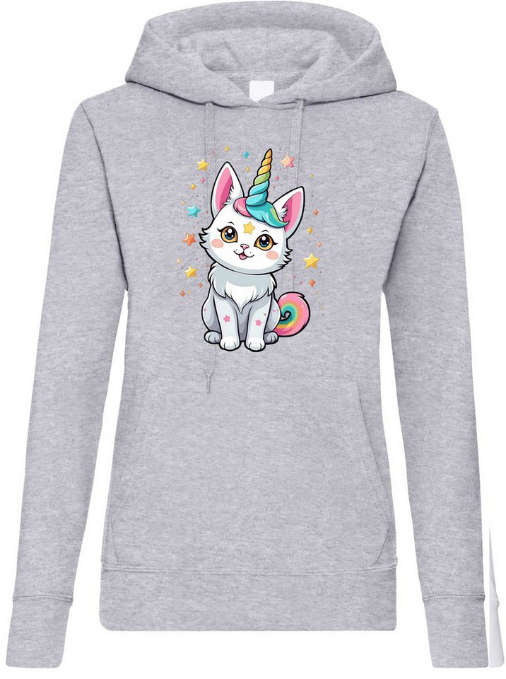 Youth Designz Kapuzenpullover Katze Einhorn Damen Hoodie Pullover mit modischem Frontrpint Youth Designz Kapuzenpullover Katze Einhorn Damen Hoodie Pullover mit modischem Frontrpint von Youth Designz