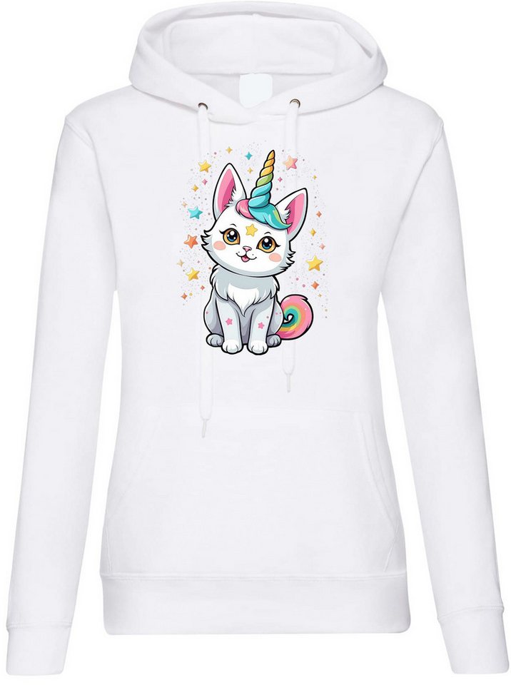 Youth Designz Kapuzenpullover Katze Einhorn Damen Hoodie Pullover mit modischem Frontrpint von Youth Designz