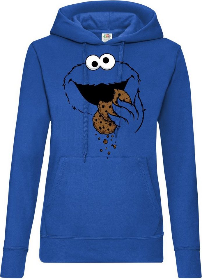 Youth Designz Kapuzenpullover Keks Monster Damen Hoodie Fun Pullover Fasching Karneval Kostüm mit lustigem Krümelmonster Aufdruck von Youth Designz