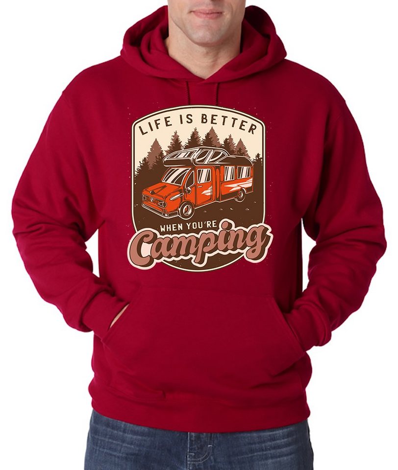 Youth Designz Kapuzenpullover Life Is Better When You are Camping Herren Hoodie Pullover mit Camper Frontaufdruck von Youth Designz