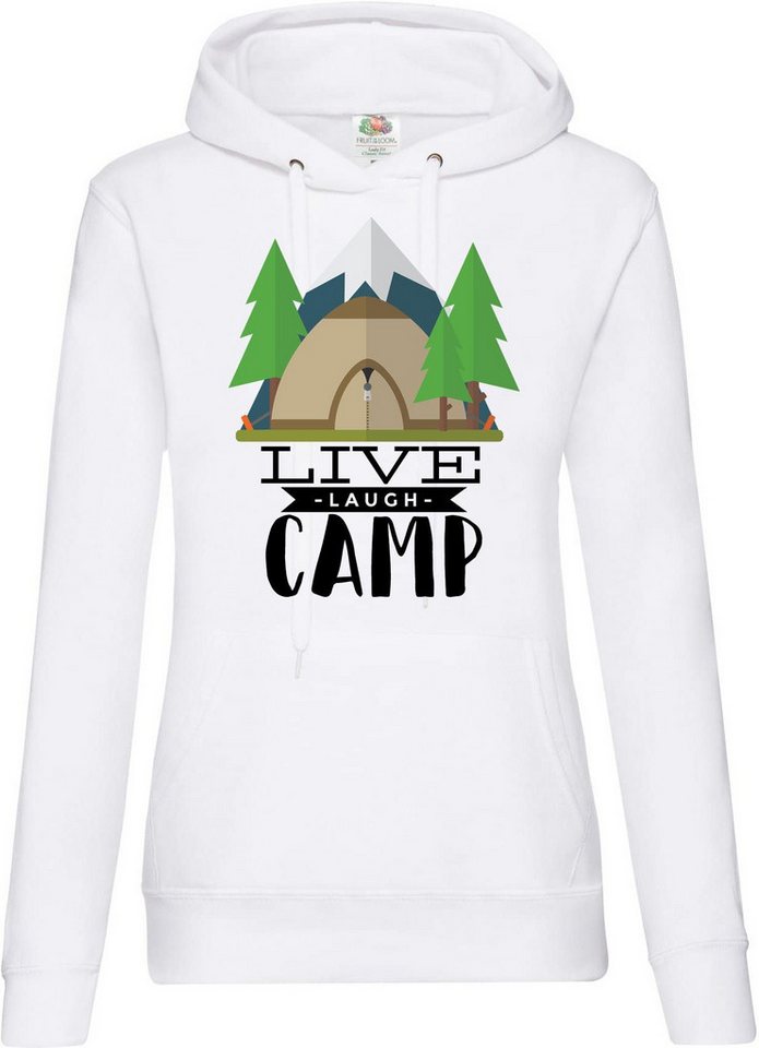 Youth Designz Kapuzenpullover Live Laugh Camp Damen Hoodie mit Trendigem Frontdruck von Youth Designz