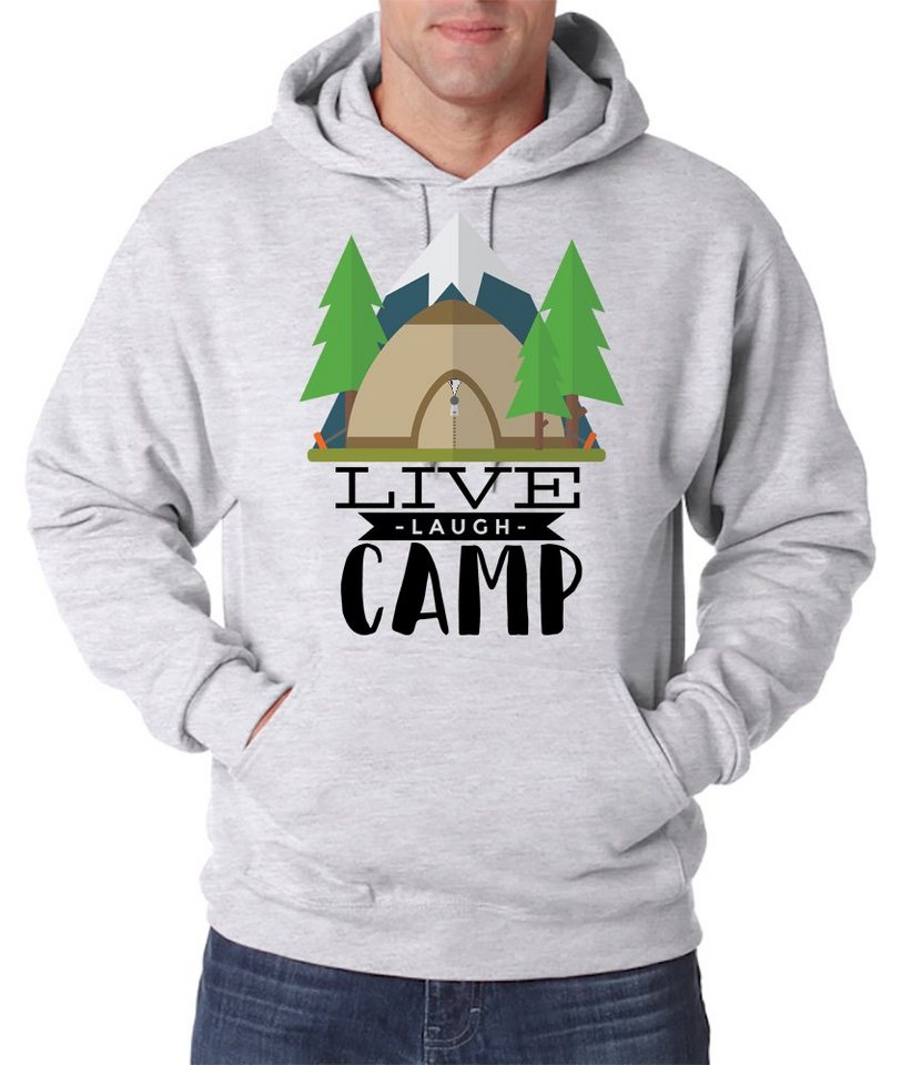 Youth Designz Kapuzenpullover Live Laugh Camp Herren Hoodie Pullover mit Trendigem Wander Frontdruck von Youth Designz