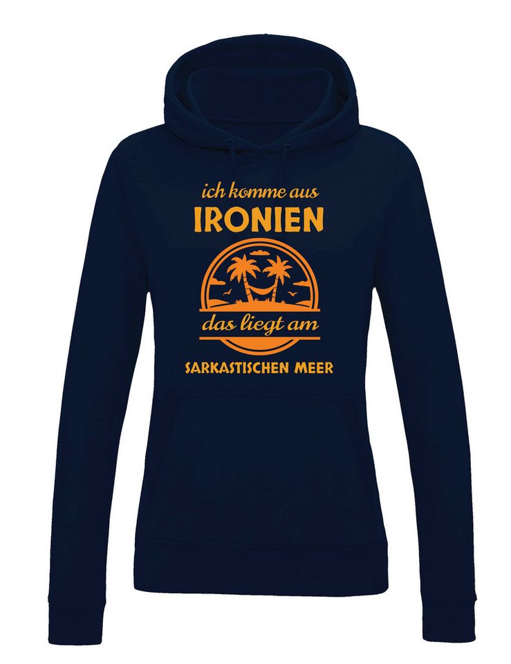 Youth Designz Kapuzenpullover "Ironien" Damen Hoodie Pullover witziger Spruch Geschenk Statement mit lustigen Frontprint für Frauen von Youth Designz