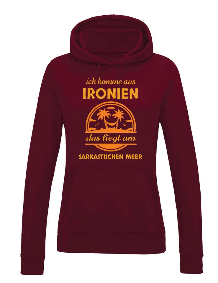 Youth Designz Kapuzenpullover "Ironien" Damen Hoodie Pullover witziger Spruch Geschenk Statement mit lustigen Frontprint für Frauen von Youth Designz