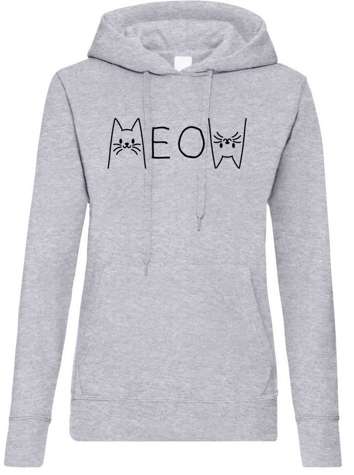Youth Designz Kapuzenpullover MEOW Damen Hoodie Pullover mit modischem Frontprint von Youth Designz