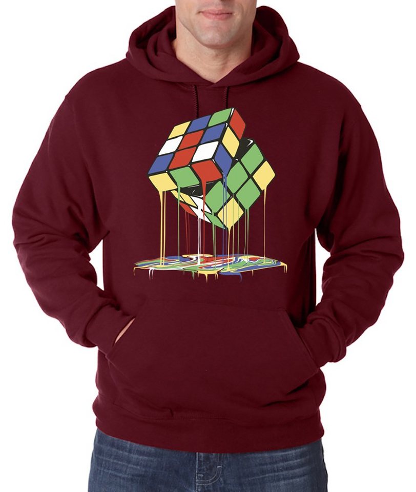 Youth Designz Kapuzenpullover Magic Cube Melting Herren Hoodie Pullover mit Retro Spiel Frontdruck von Youth Designz