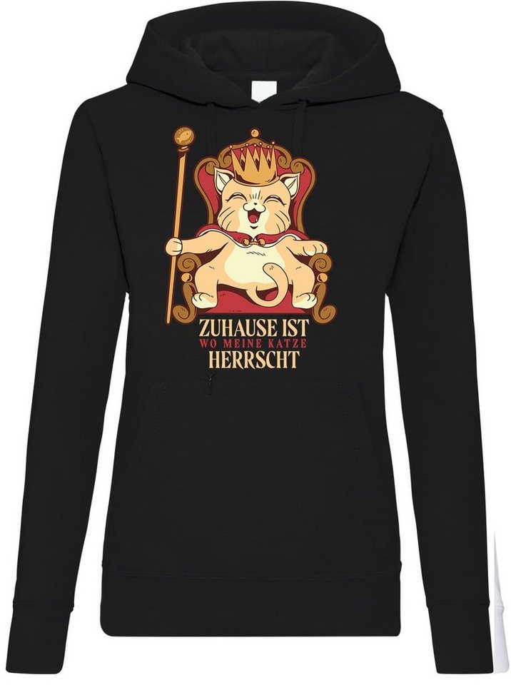 Youth Designz Kapuzenpullover Meine Katze Herrscht Zuhause Damen Hoodie Pullover mit lustigem Frontprint von Youth Designz