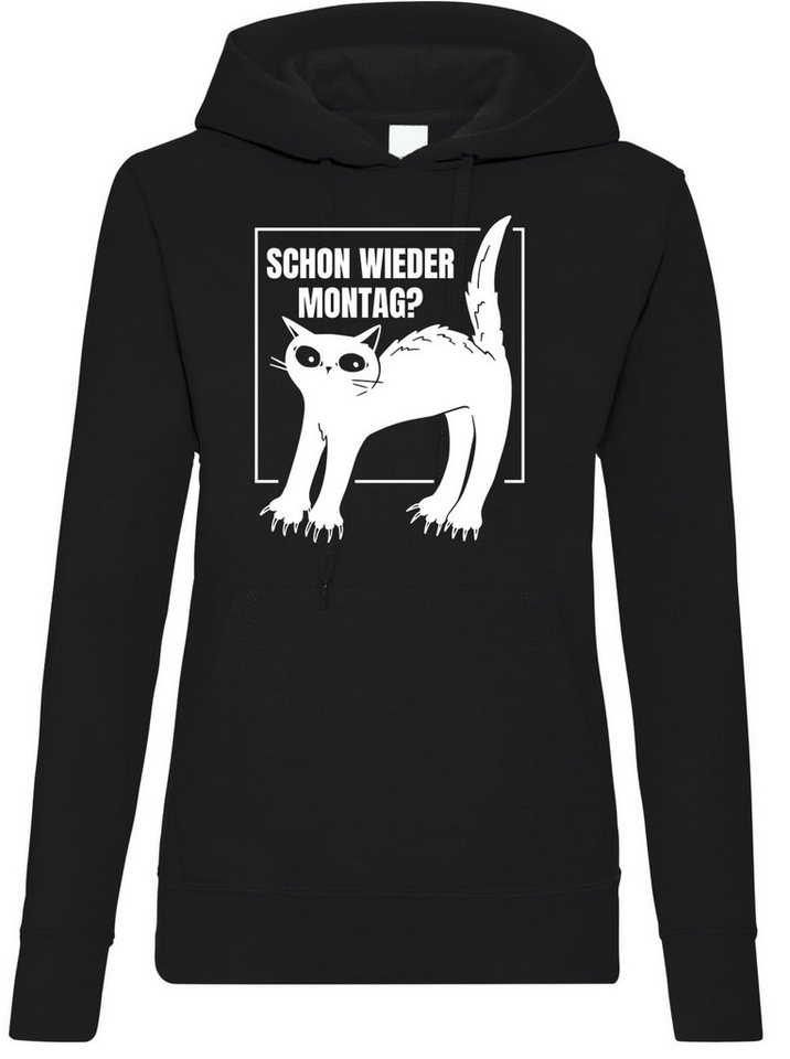 Youth Designz Kapuzenpullover Montags Katze Damen Hoodie Pullover mit modischem Frontprint von Youth Designz