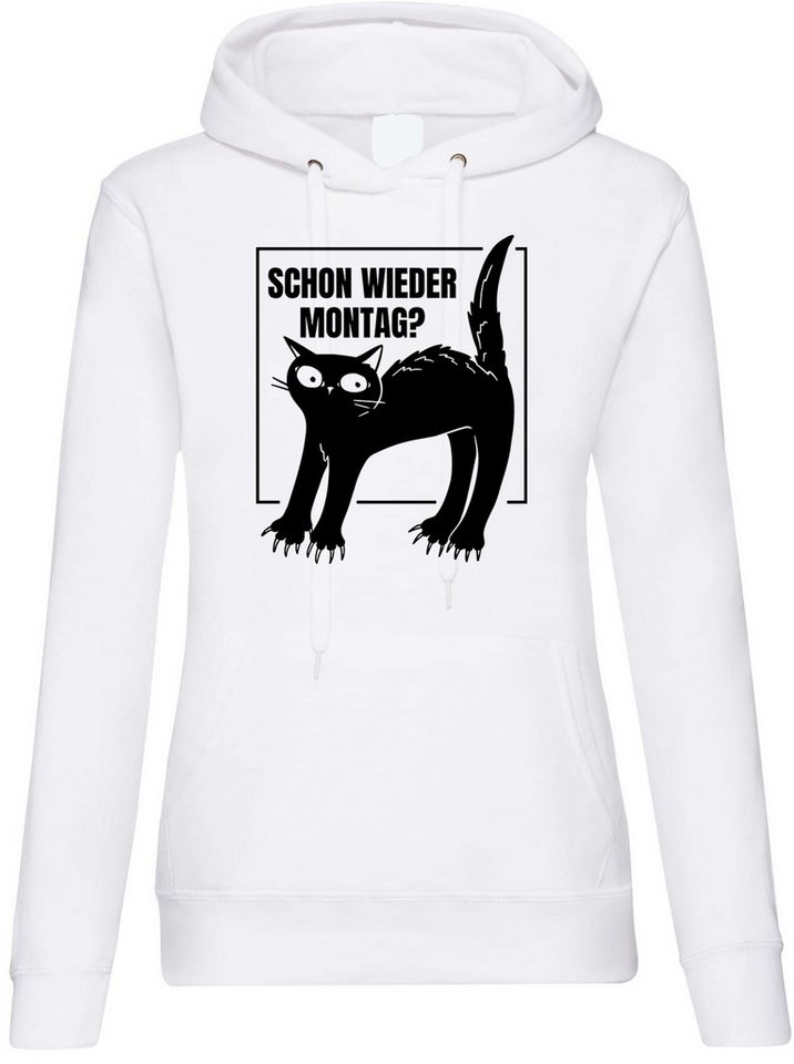 Youth Designz Kapuzenpullover Montags Katze Damen Hoodie Pullover mit modischem Frontprint von Youth Designz