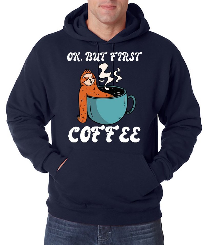 Youth Designz Kapuzenpullover OK, But First Coffee Herren Hoodie Pullover mit lustigem Kaffee Spruch von Youth Designz