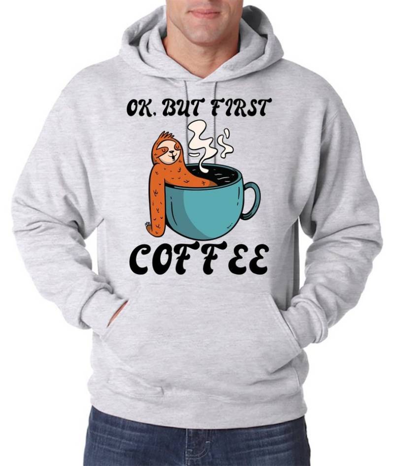 Youth Designz Kapuzenpullover OK, But First Coffee Herren Hoodie Pullover mit lustigem Kaffee Spruch von Youth Designz