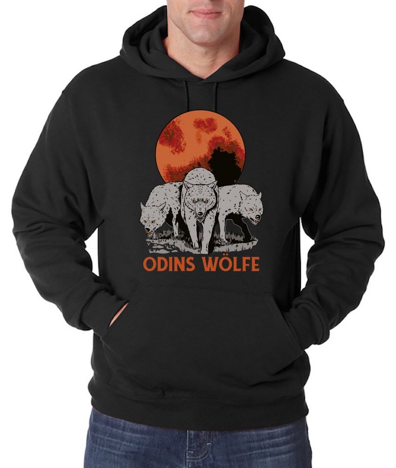 Youth Designz Kapuzenpullover Odins Wölfe Herren Hoodie Pullover mit trendigem Frontprint von Youth Designz