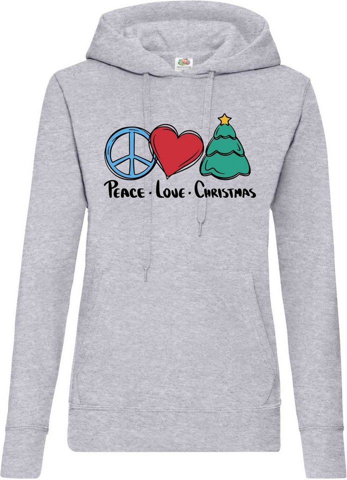 Youth Designz Kapuzenpullover Peace Love Christmas Damen Hoodie Pullover mit Trendigem Frontdruck von Youth Designz