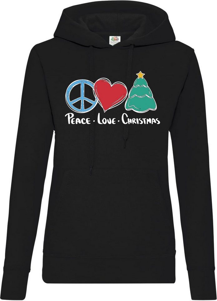 Youth Designz Kapuzenpullover Peace Love Christmas Damen Hoodie Pullover mit Trendigem Frontdruck von Youth Designz