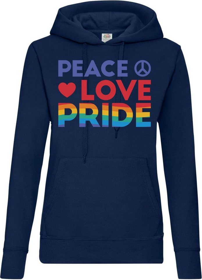 Youth Designz Kapuzenpullover Peace Love Pride Damen Hoodie Pullover mit modischem Spruch und Frontdruck Youth Designz Kapuzenpullover Peace Love Pride Damen Hoodie Pullover mit modischem Spruch und Frontdruck von Youth Designz