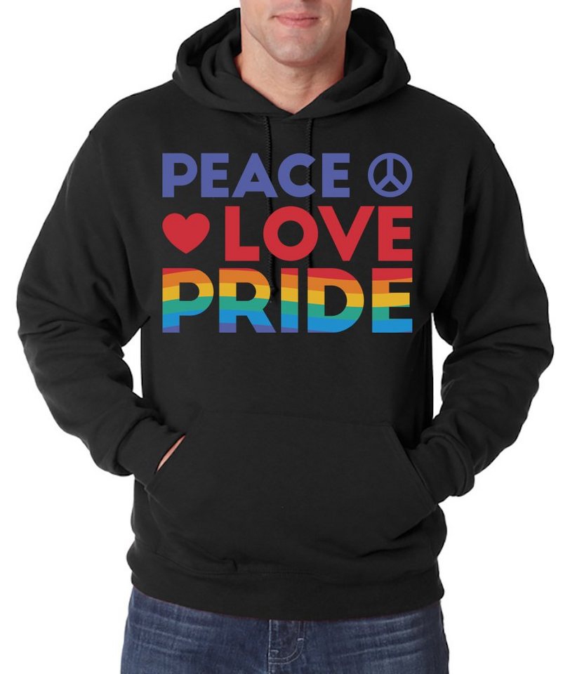 Youth Designz Kapuzenpullover Peace Love Pride Herren Hoodie Pullover mit Trendigem Spruch von Youth Designz