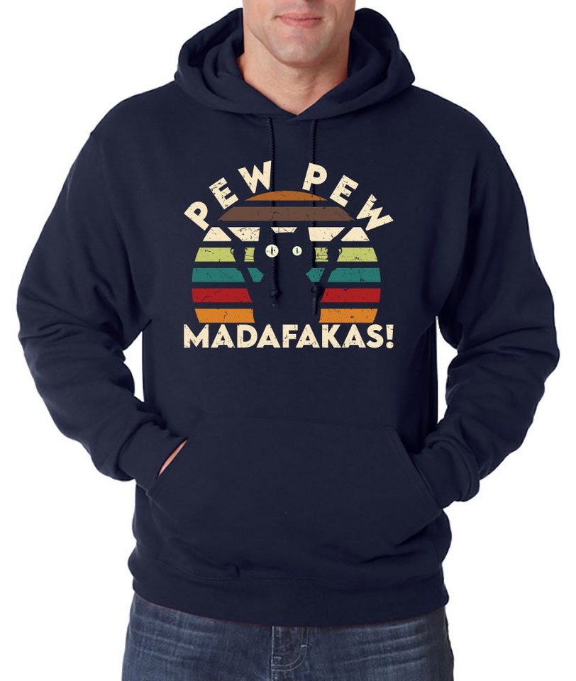 Youth Designz Kapuzenpullover Pew Pew Madafakas Herren Hoodie Pullover mit lustigem Katzen Print von Youth Designz