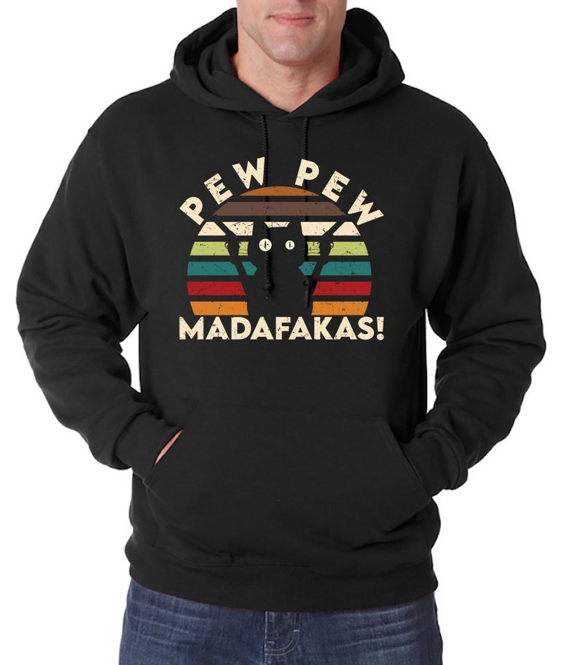 Youth Designz Kapuzenpullover Pew Pew Madafakas Herren Hoodie Pullover mit lustigem Katzen Print von Youth Designz