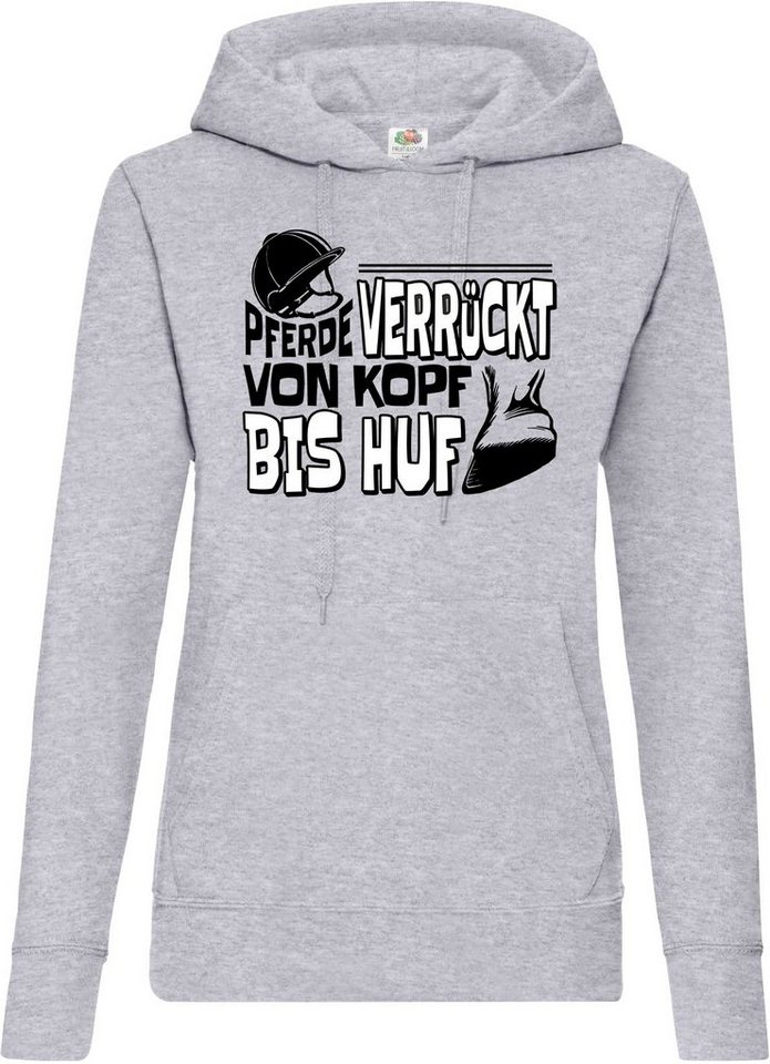 Youth Designz Kapuzenpullover Pferde Verrückt Von Kopf Bis Huf" Damen Hoodie Pullover mit trendigem Frontprint" von Youth Designz