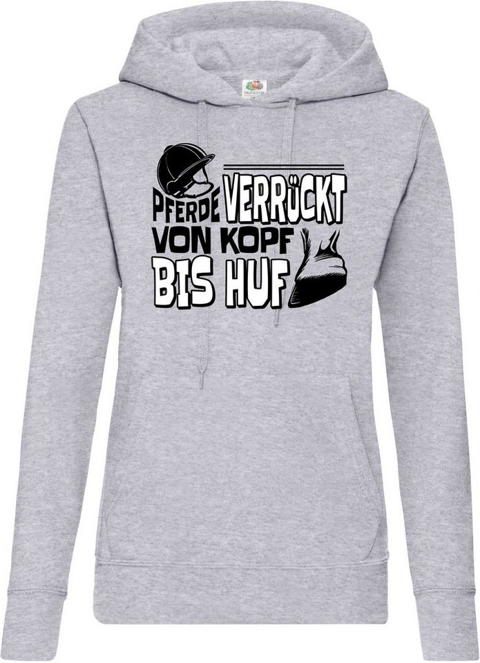 Youth Designz Kapuzenpullover "Pferde Verrückt Von Kopf Bis Huf" Damen Hoodie Pullover mit trendigem Frontprint von Youth Designz