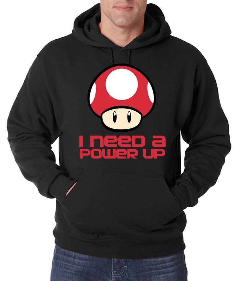 Youth Designz Kapuzenpullover Pilz "I need a Power Up" Herren Hoodie Pullover mit Retro Gaming Print von Youth Designz
