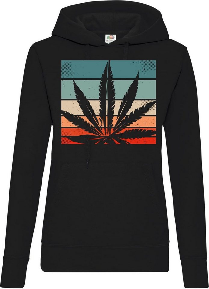 Youth Designz Kapuzenpullover Retro Cannabis Damen Hoodie Pullover mit modischem Frontdruck von Youth Designz