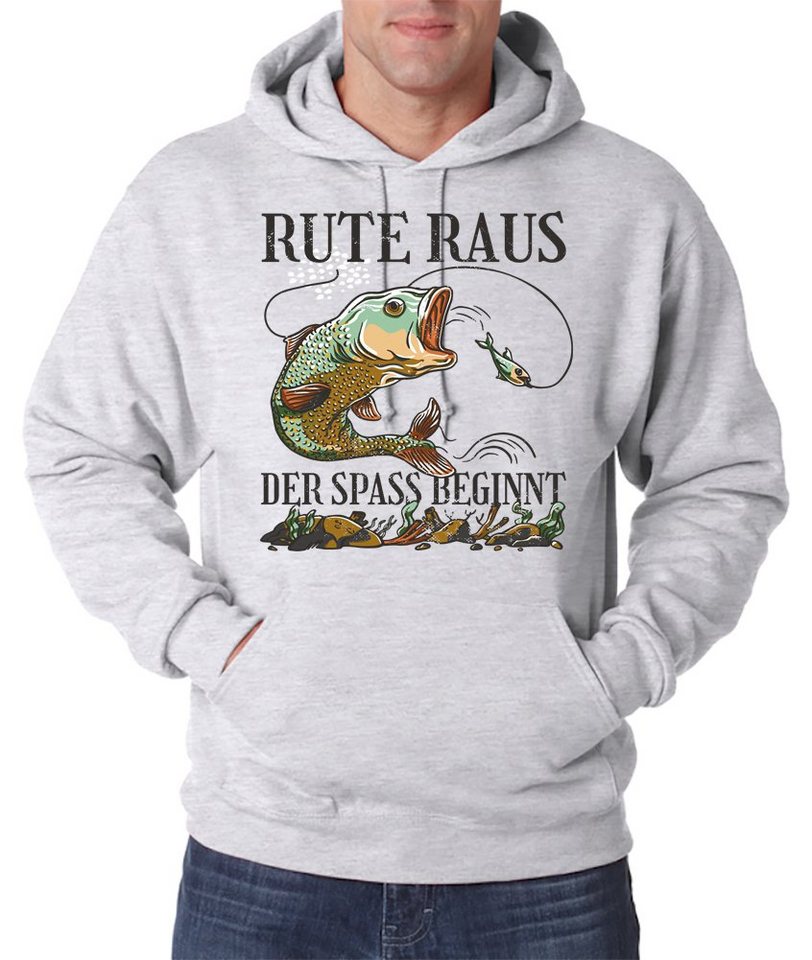 Youth Designz Kapuzenpullover Rute Raus der Spass beginnt Herren Hoodie Pullover mit Trendigem Angel Frontdruck von Youth Designz