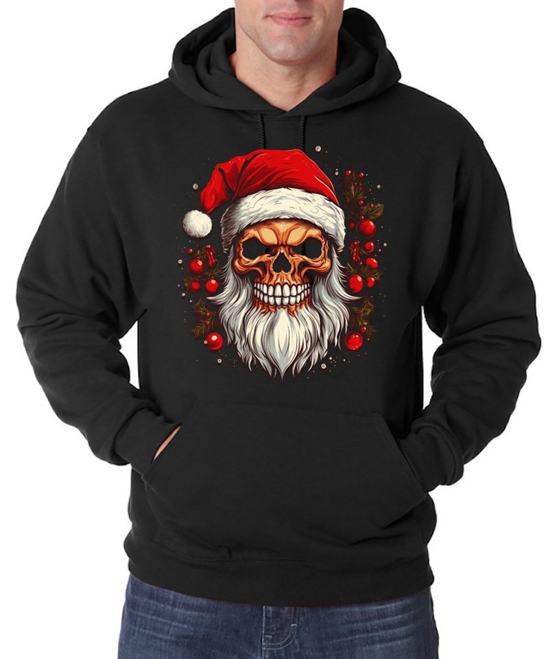 Youth Designz Kapuzenpullover Santa Skull Totenkopf Herren Hoodie Pullover mit trendigem Frontprint von Youth Designz