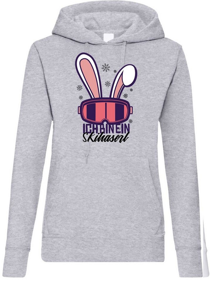 Youth Designz Kapuzenpullover Ski Haserl Häschen Damen Hoodie Pullover mit trendigem Frontprint von Youth Designz