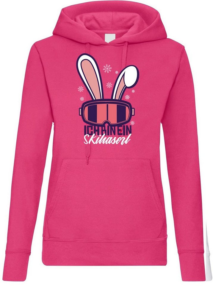 Youth Designz Kapuzenpullover Ski Haserl Häschen Damen Hoodie Pullover mit trendigem Frontprint von Youth Designz