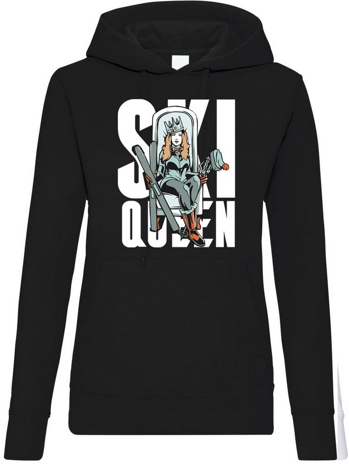 Youth Designz Kapuzenpullover Ski Queen Damen Hoodie Pullover mit trendigem Frontprint von Youth Designz