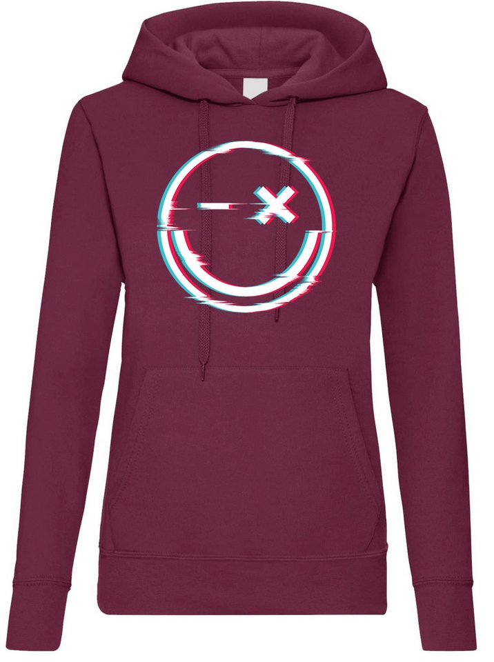 Youth Designz Kapuzenpullover Smile Glitch Damen Hoodie Pullover mit modischem Frontprint von Youth Designz