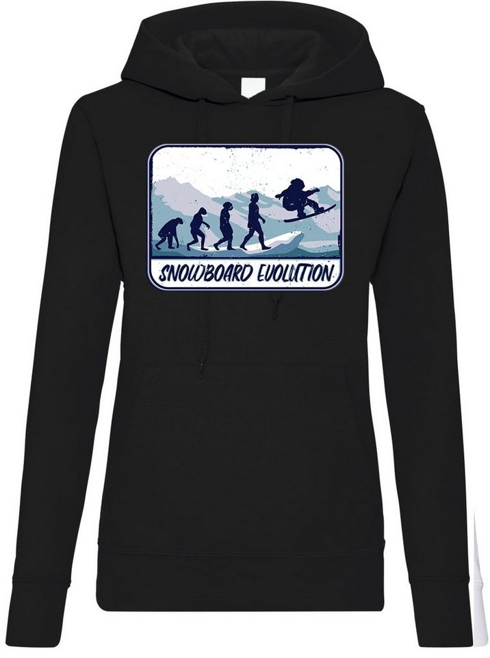 Youth Designz Kapuzenpullover Snowboard Evolution Damen Hoodie Pullover mit trendigem Frontprint von Youth Designz