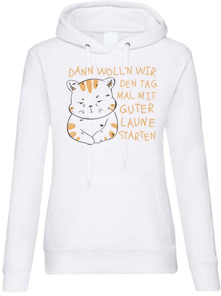 Youth Designz Kapuzenpullover Starten Wir Den Tag Mit Gute Laune Damen Hoodie Pullover mit trendigem Frontprint von Youth Designz